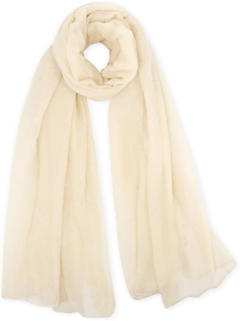 Women's Cream Color Cover Hijab Cotton Voile Wrap for Spring Fall Scarf Shawl